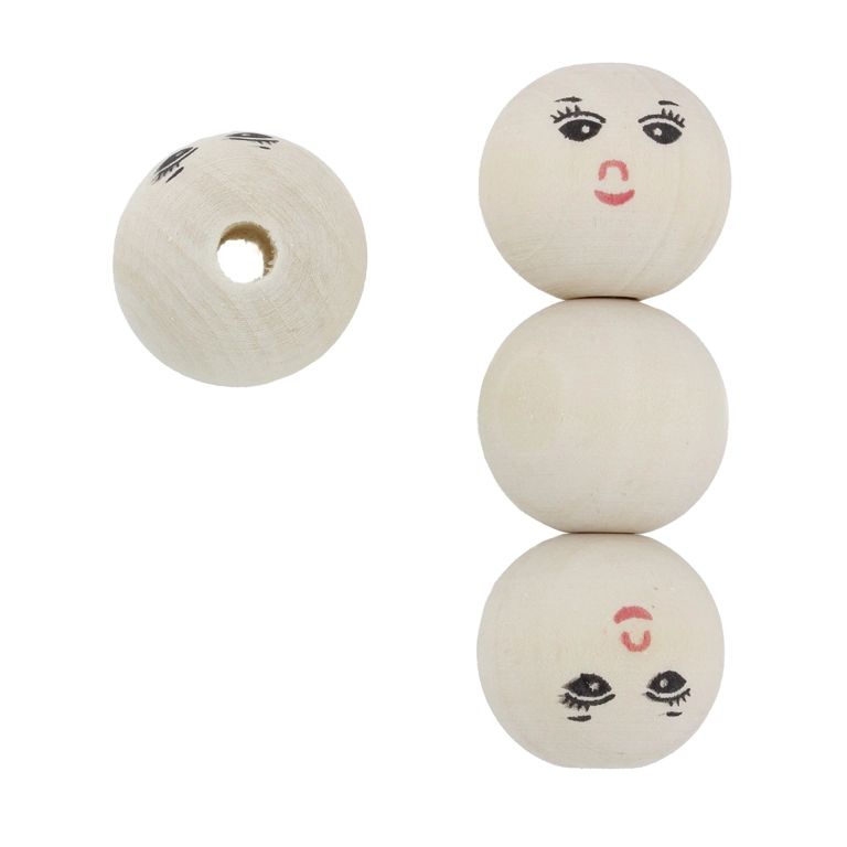 ДЪРВЕНИ МЪНИСТА - ТОПЧЕ С УСМИВКА 04 - 24мм НАТУРАЛНО - ПАКЕТ 50 бр. Отвор-5.5мм