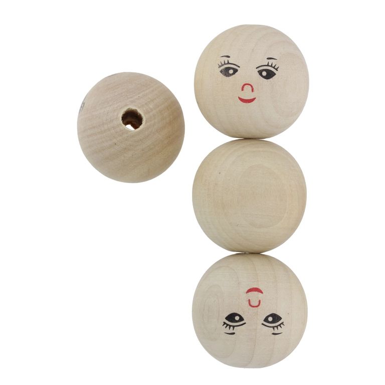 ДЪРВЕНИ МЪНИСТА - ТОПЧЕ С УСМИВКА 04 - 35мм НАТУРАЛНО Т. - 1 бр. Отвор-6.5мм