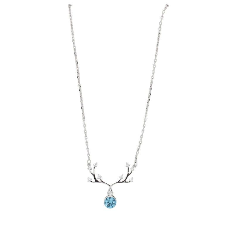JEWELRY - NECKLACE - BRASS AND ZIRCON - DEER К193 - 2.5x2.2cm NICKEL-WHITE-BLUE (LIGHT) - PACKAGE 6pcs.