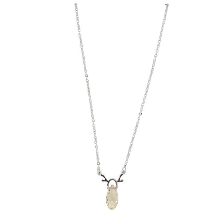 JEWELRY - NECKLACE - BRASS AND ZIRCON - DROP К187 - 1.4x2.0cm NICKEL AND BEIGE - 1pc.