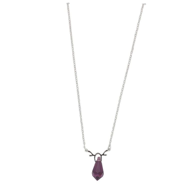 JEWELRY - NECKLACE - BRASS AND ZIRCON - DROP К188 - 1.4x2.1cm NICKEL AND PURPLE - 1pc.