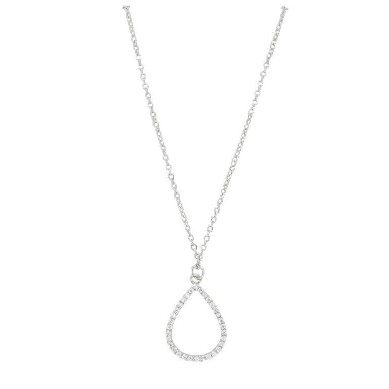 JEWELRY - NECKLACE - BRASS AND ZIRCON - DROP К194 - 1.7x2.5cm NICKEL AND WHITE - 1pc.