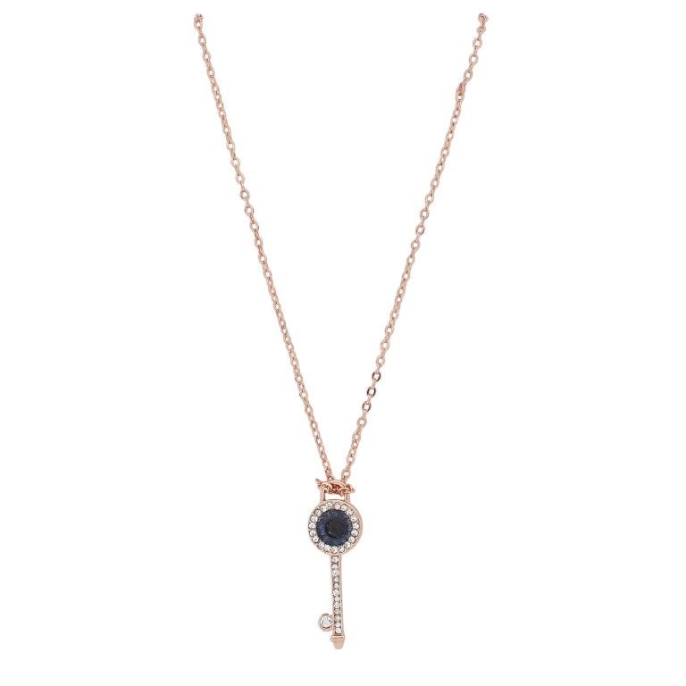 JEWELRY - NECKLACE - BRASS AND ZIRCON - KEY К172 - 1.0x3.2cm ROSE GOLD-WHITE-BLACK - 1pc.