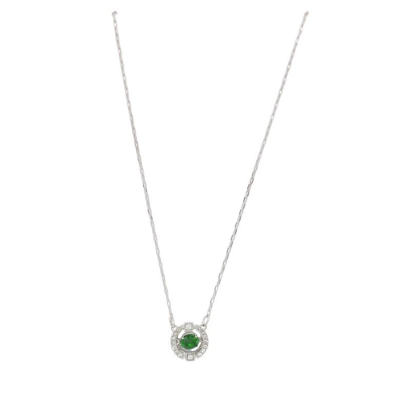 JEWELRY - NECKLACE - BRASS AND ZIRCON - CIRCLE К171 - 1.0x1.0cm NICKEL-WHITE-GREEN - PACKAGE 6pcs.