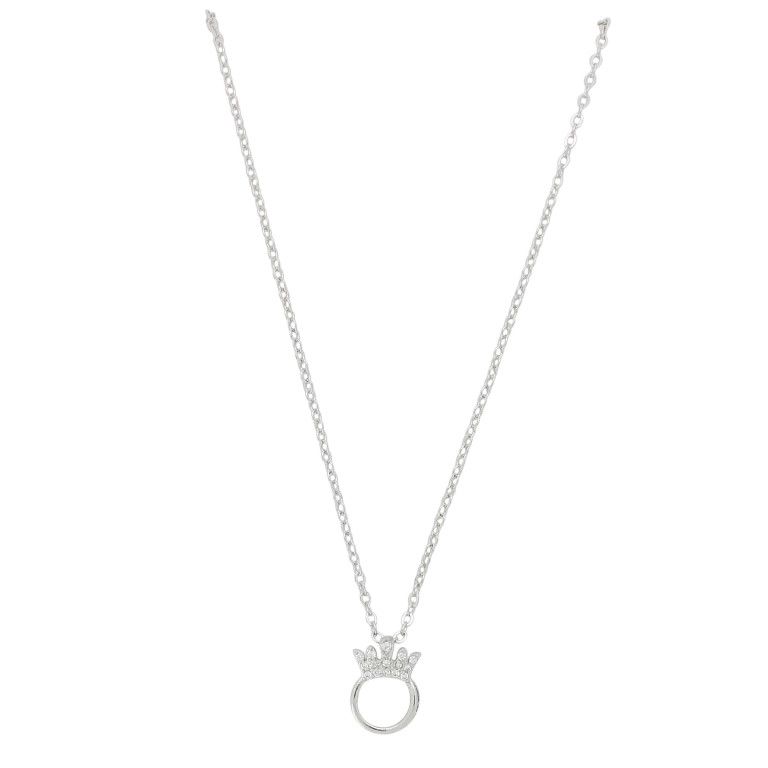 JEWELRY - NECKLACE - BRASS AND ZIRCON - CIRCLE WITH CROWN К182 - 0.9x1.3cm NICKEL AND WHITE - PACKAGE 6pcs.