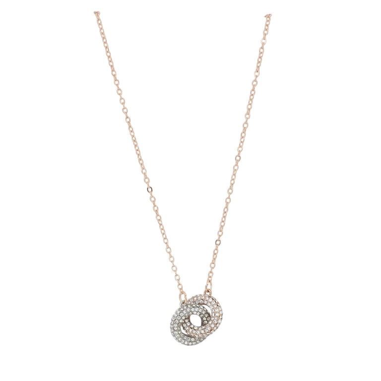 JEWELRY - NECKLACE - BRASS AND ZIRCON - CIRCLES К211 - 2.0x1.2cm ROSE GOLD-NICKEL-WHITE - PACKAGE 6pcs.