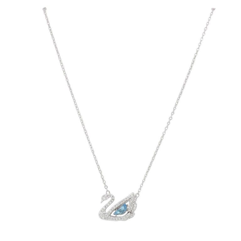 JEWELRY - NECKLACE - BRASS AND ZIRCON - SWAN К191 - 1.5x2.9cm NICKEL-WHITE-BLUE - PACKAGE 6pcs.
