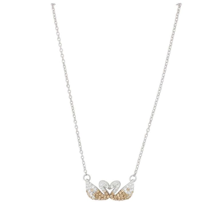 JEWELRY - NECKLACE - BRASS AND ZIRCON - SWANS К196 - 2.2x1.0cm NICKEL-WHITE-КАФЯВО (LIGHT) - PACKAGE 6pcs.