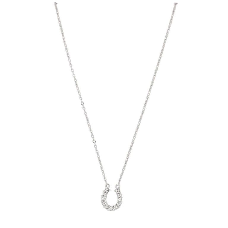 JEWELRY - NECKLACE - BRASS AND ZIRCON - HORSESHOE К173 - 1.0x1.2cm NICKEL AND WHITE - PACKAGE 6pcs.