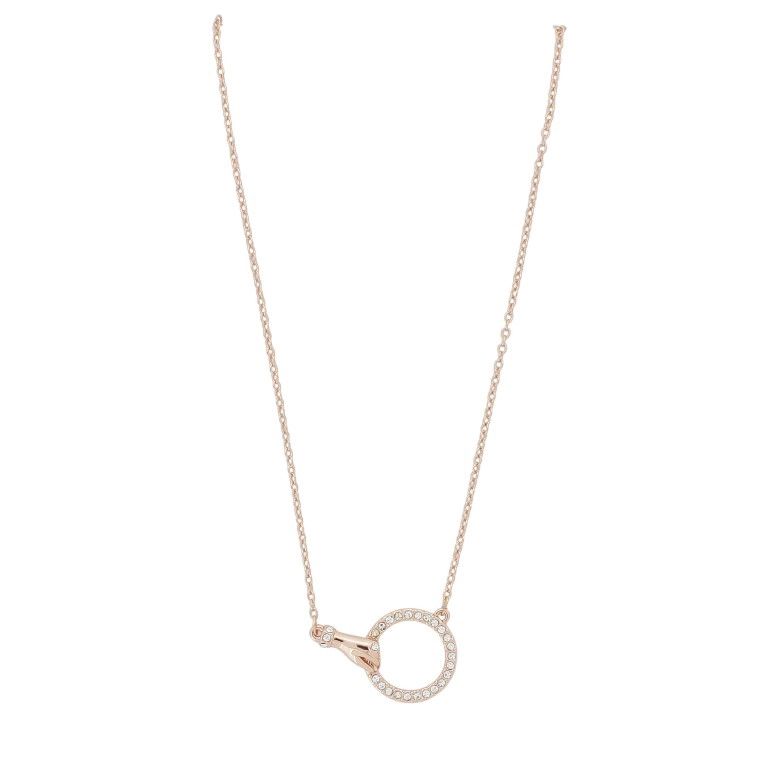 JEWELRY - NECKLACE - BRASS AND ZIRCON - HAND WITH HOOP К207 - 1.8x2.1cm ROSE GOLD AND WHITE - PACKAGE 6pcs.