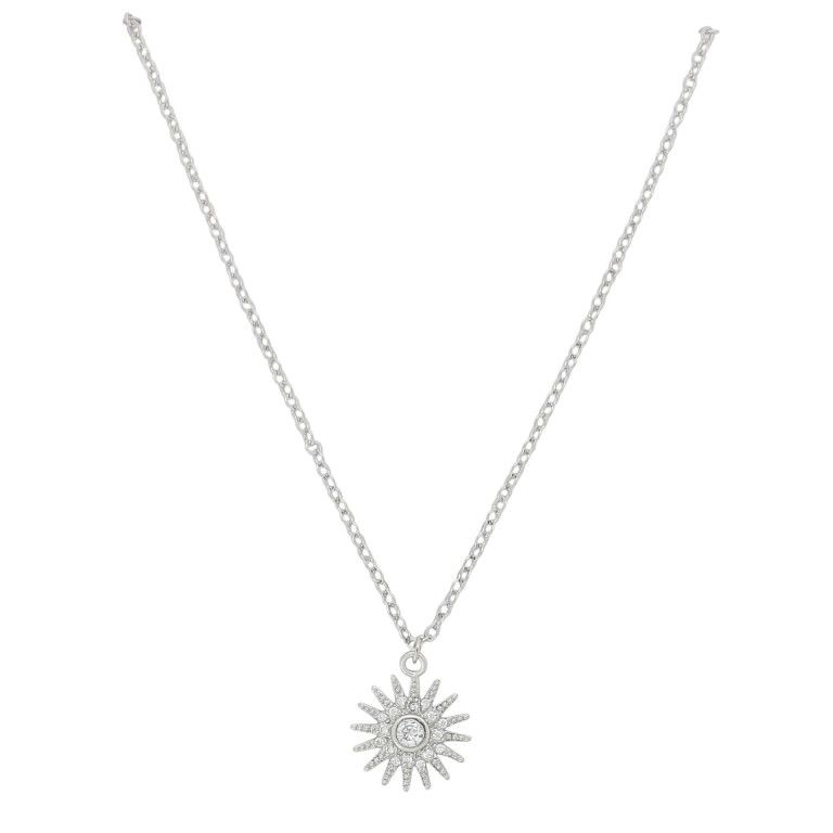 JEWELRY - NECKLACE - BRASS AND ZIRCON - SUN К168 - 1.3x1.5cm NICKEL AND WHITE - PACKAGE 6pcs.