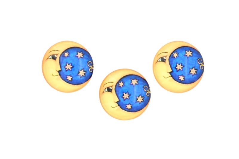 GLASS BEADS - CABOCHONS PATTERN - ROUND 22 MM - MOON - 25 pcs.