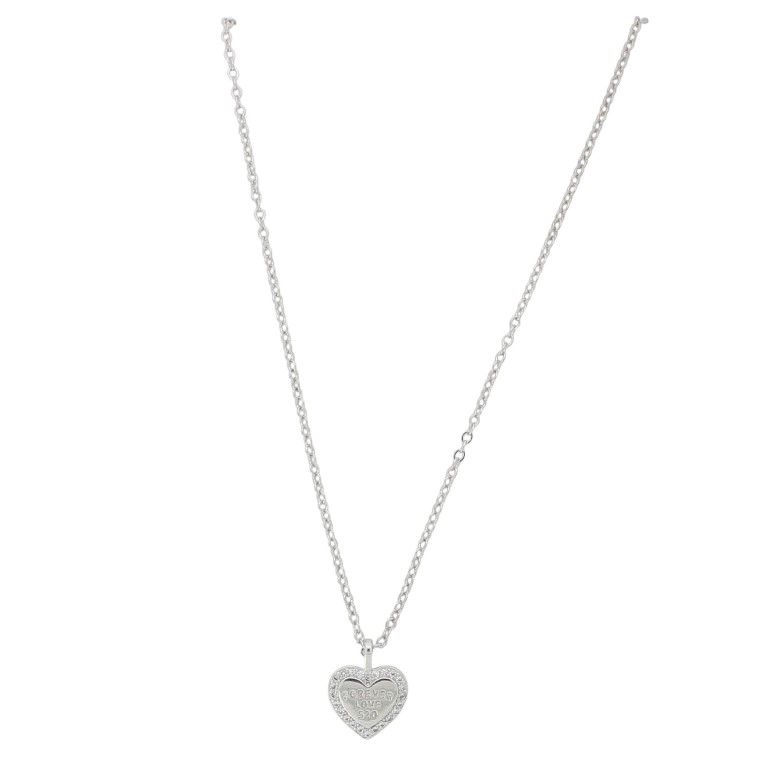 JEWELRY - NECKLACE - BRASS AND ZIRCON - HEART К184 - 1.1x1.2cm NICKEL AND WHITE - 1pc.