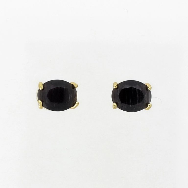 JEWELRY - EARRINGS - SCREW - CAT'S EYE - ELLIPSE 903 - GOLD AND BLACK - 1 pair