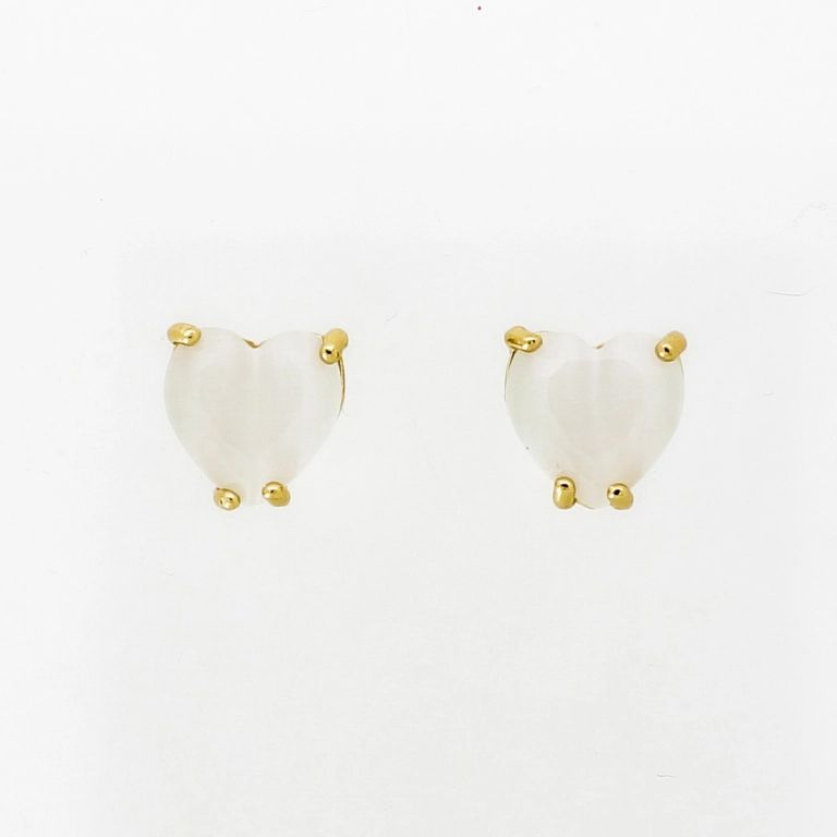 БИЖУТЕРИЯ - ОБЕЦИ - ВИНТ - КОТЕШКО ОКО - СЪРЦЕ Е535 - 1.0х1.0см ЗЛАТИСТО И БЯЛО - 1 чифт