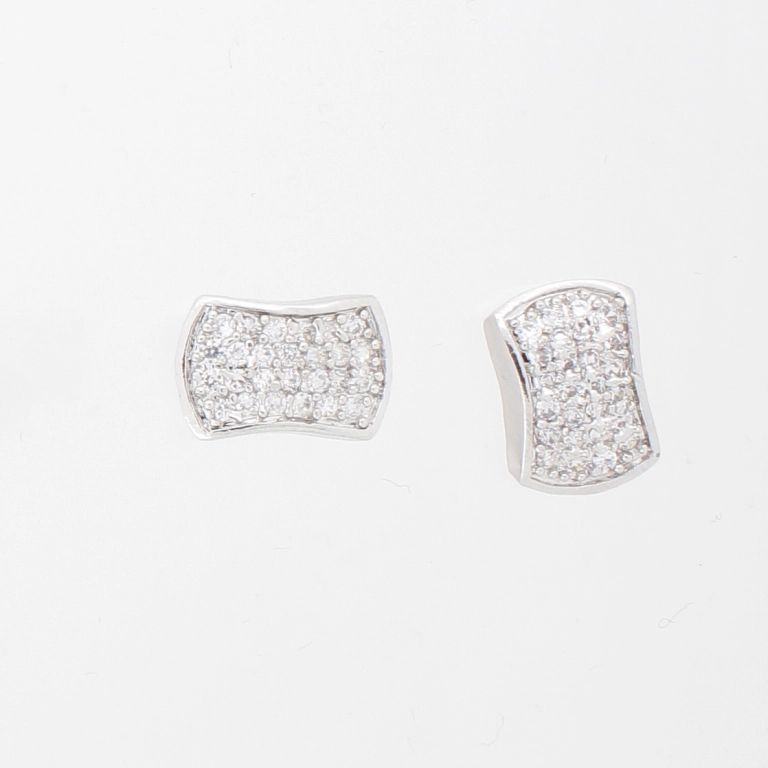 БИЖУТЕРИЯ - ОБЕЦИ - ВИНТ - МЕСИНГ И ЦИРКОН - Е909  - НИКЕЛ-ЦИКЛАМА-ЗЕЛЕНО - 1 чифт