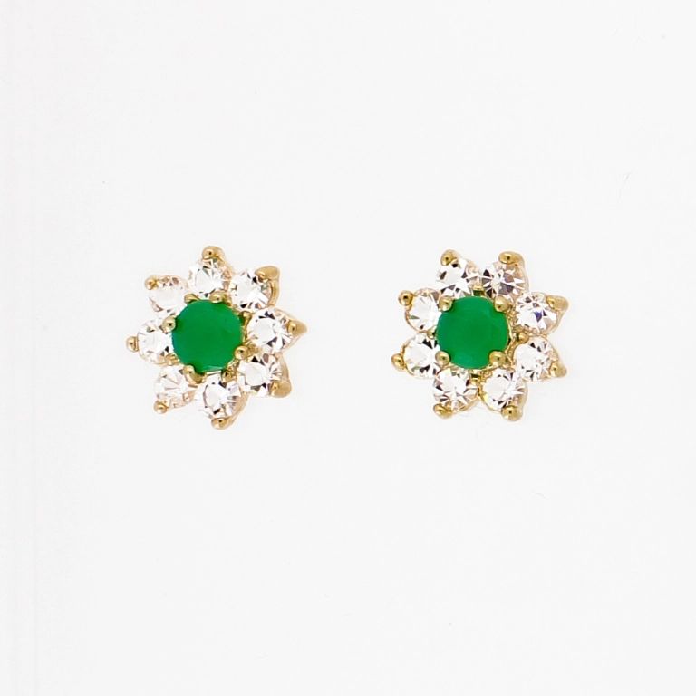 БИЖУТЕРИЯ - ОБЕЦИ - ВИНТ - МЕСИНГ И ЦИРКОН - ЦВЕТЕ 904  - ЗЛАТИСТО-БЯЛО-ЗЕЛЕНО - 1 чифт