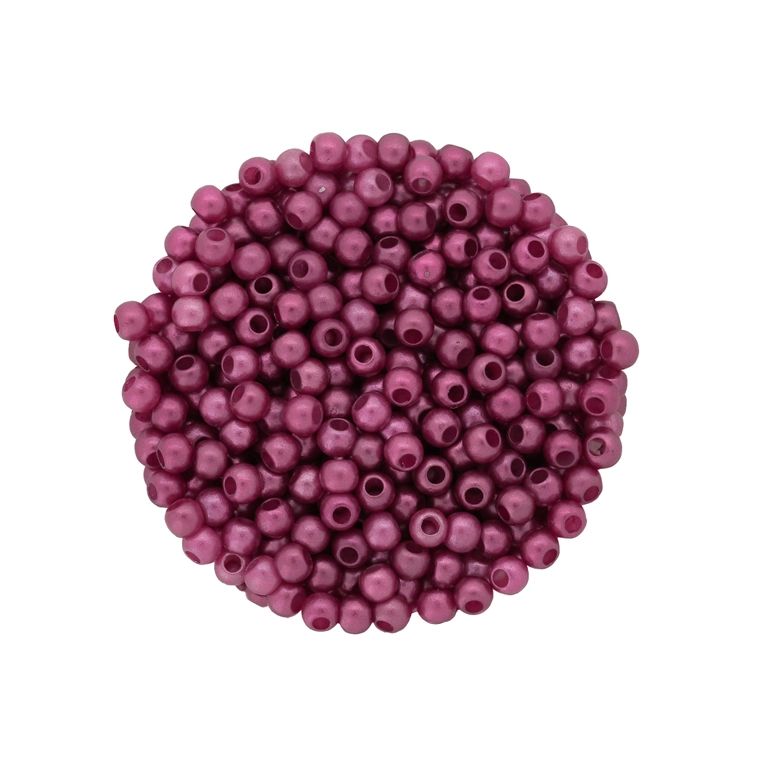 ACRYLIC IMITATION PLASTIC PEARLS MATTED - BALL - 4mm CYCLAMEN (DARK) 152 - 50g Hole-1.7mm (2065pcs.)