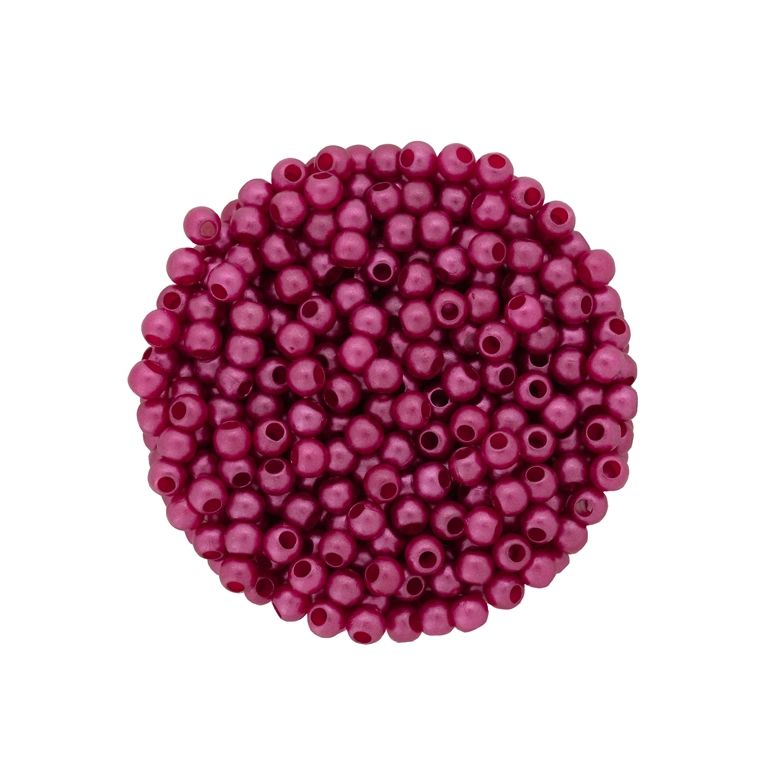 ACRYLIC IMITATION PLASTIC PEARLS MATTED - BALL - 4mm CYCLAMEN (DARK) 146 - 50g Hole-1.7mm (2065pcs.)