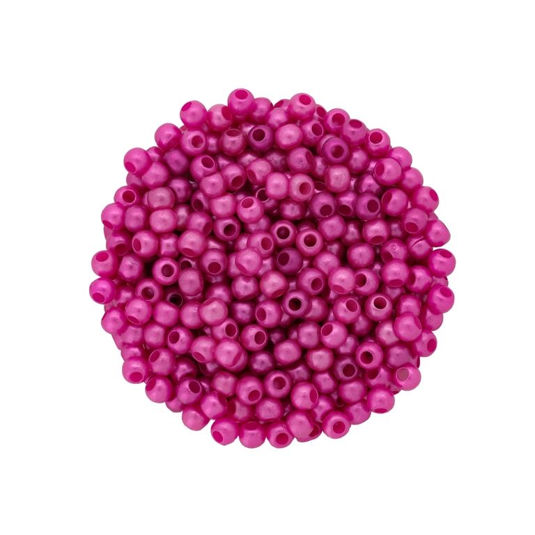 ACRYLIC IMITATION PLASTIC PEARLS MATTED - BALL - 4mm CYCLAMEN 149 - PACKAGE 500g Hole-1.7mm (19850pcs.)