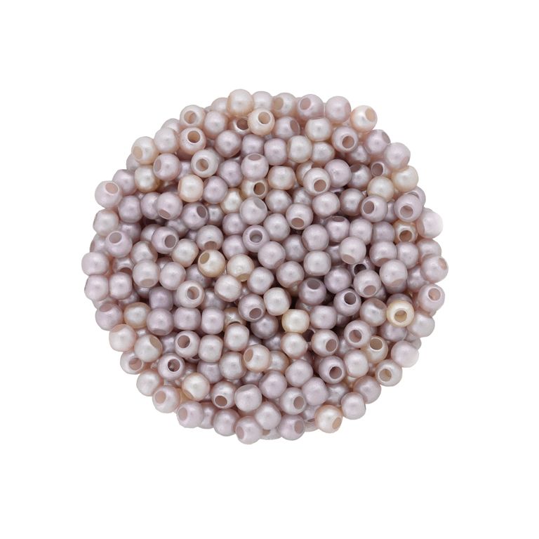 ACRYLIC IMITATION PLASTIC PEARLS MATTED - BALL - 4mm MIX ROSE DUST (LIGHT) AND WHITE - 50g Hole-1.7mm (2015pcs.)