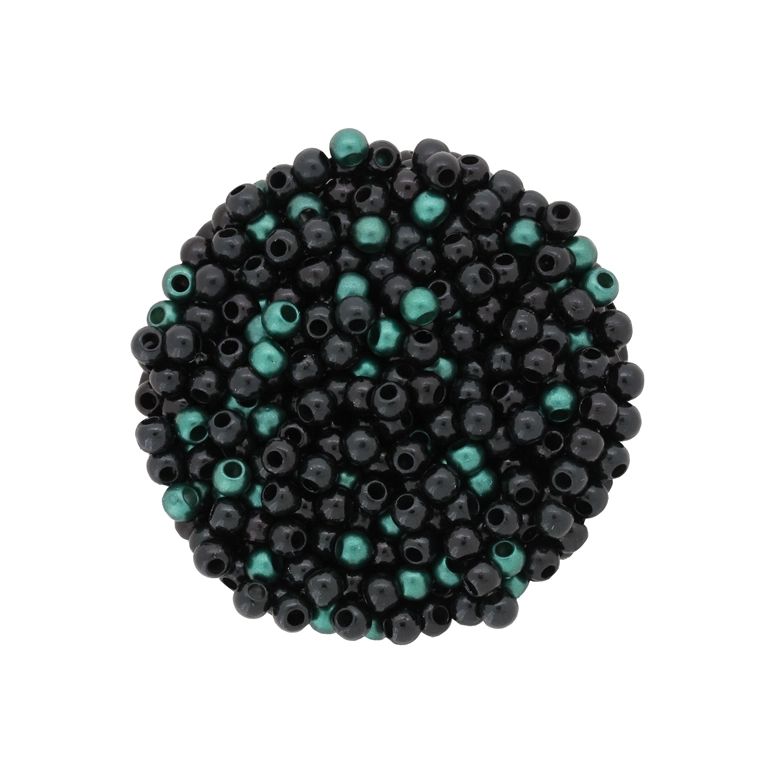 ACRYLIC IMITATION PLASTIC PEARLS MATTED - BALL - 4mm MIX GREEN (DARK) AND BLACK - PACKAGE 500g Hole-1.7mm (19500pcs.)