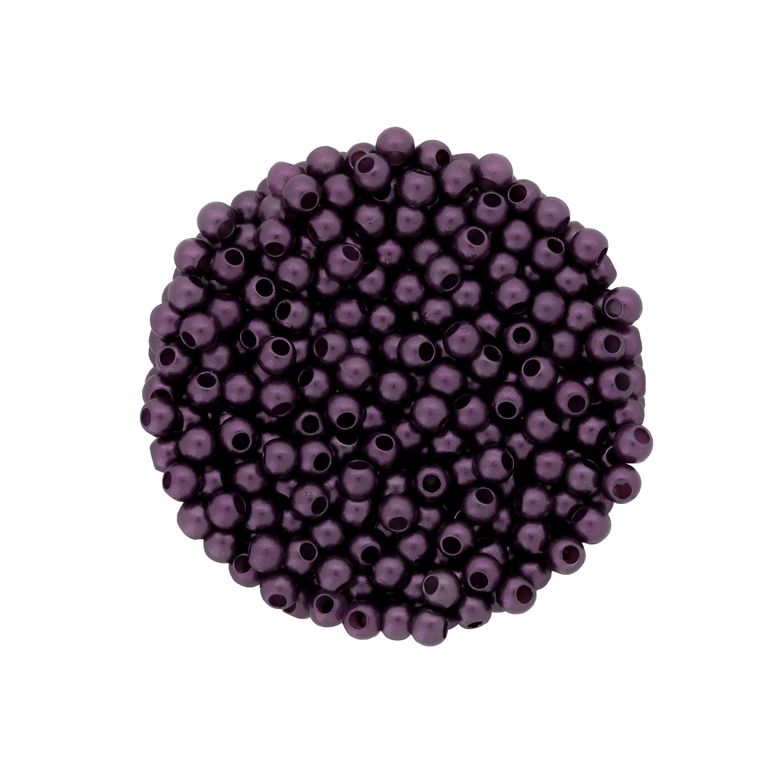 ACRYLIC IMITATION PLASTIC PEARLS MATTED - BALL - 4mm PURPLE (DARK) 147 - PACKAGE 500g Hole-1.7mm (19500pcs.)