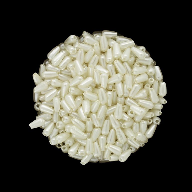 ACRYLIC IMITATION PLASTIC PEARLS - DROP - 6x3mm ECRU 162 - PACKAGE 500g Hole-1.2mm (20500pcs.)