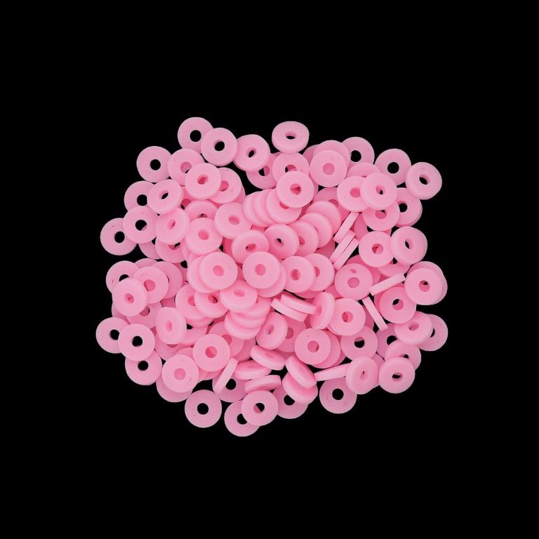 POLYMER CLAY FIMO BEADS - WASHER 01 - 6mm - PINK (LIGHT) 017 - PACKAGE 500g (11 560pcs.) Hole-2.0mm
