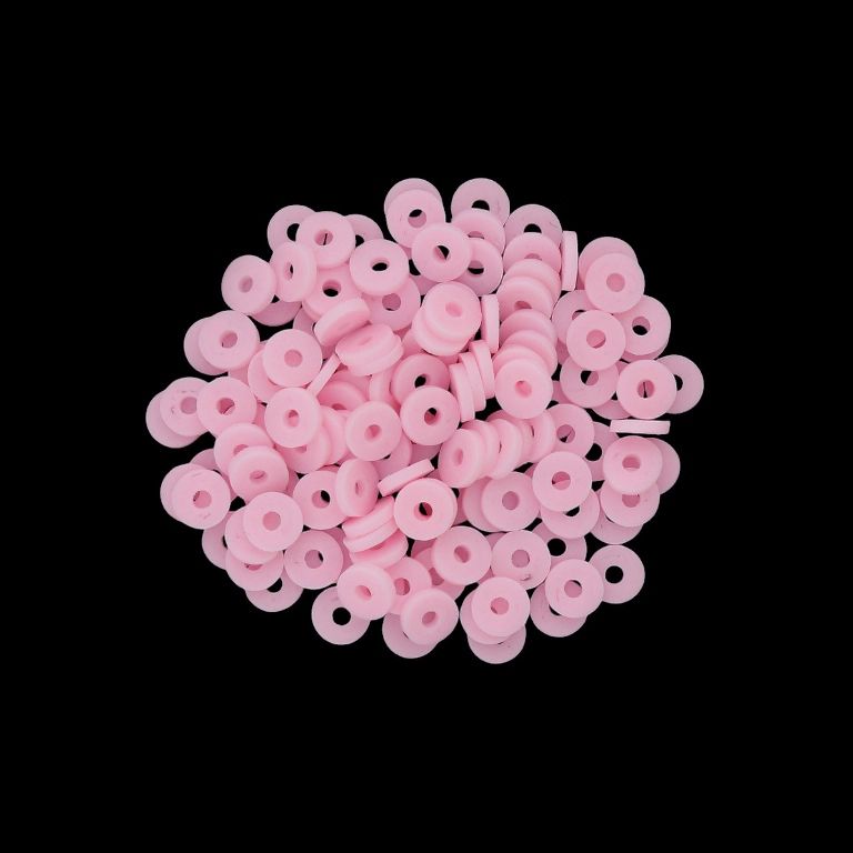 POLYMER CLAY FIMO BEADS - WASHER 01 - 6mm - PINK (LIGHT) 016 - 25g (570pcs.) Hole-2.0mm