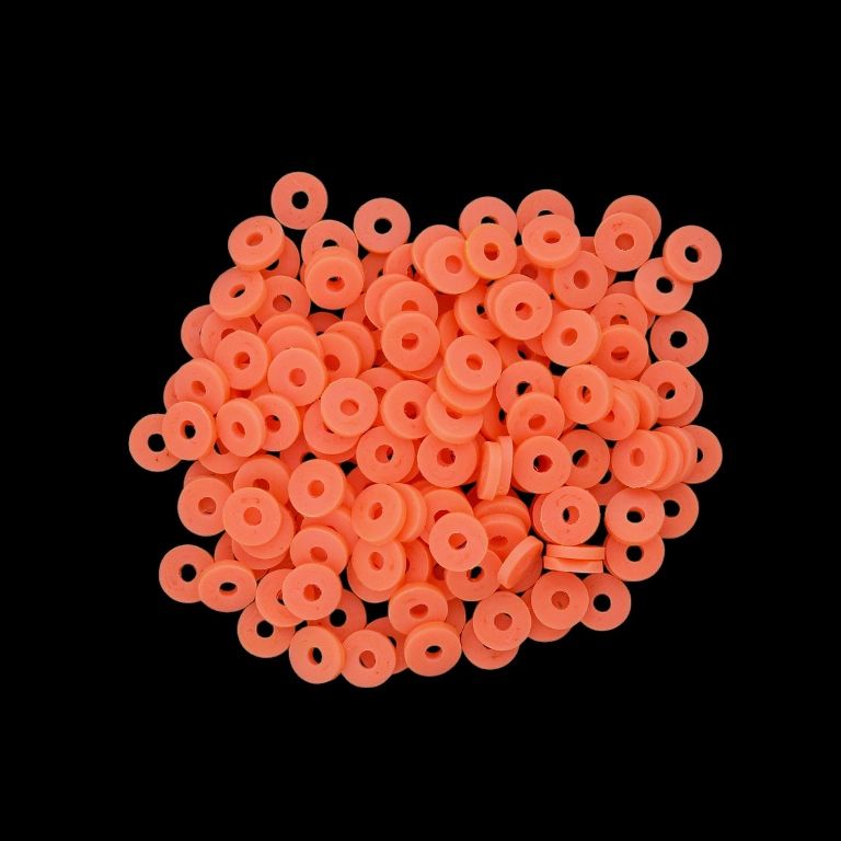 POLYMER CLAY FIMO BEADS - WASHER 01 - 6mm - CORAL 006 - 25g (602pcs.) Hole-2.0mm