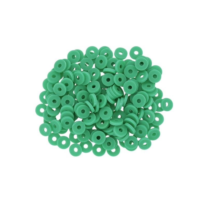 POLYMER CLAY FIMO BEADS - WASHER 01 - 6mm - GREEN GRASSY 012 - 25g (614pcs.) Hole-2.0mm