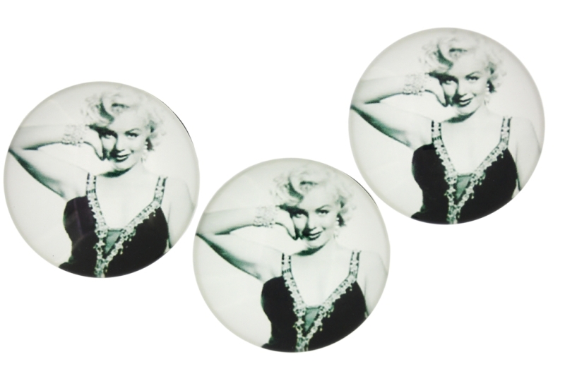 GLASS BEADS - CABOCHONS PATTERN - ROUND 35 MM - MARILYN 04 - 10 pcs.