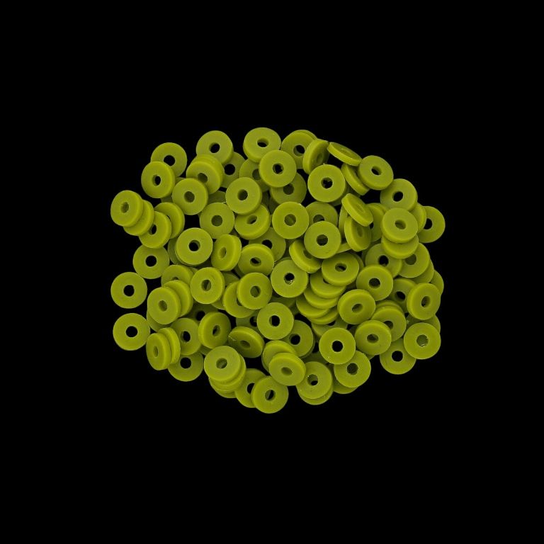 POLYMER CLAY FIMO BEADS - WASHER 01 - 6mm - GREEN MILITARY (LIGHT) 013 - PACKAGE 500g (12 500pcs.) Hole-2.0mm