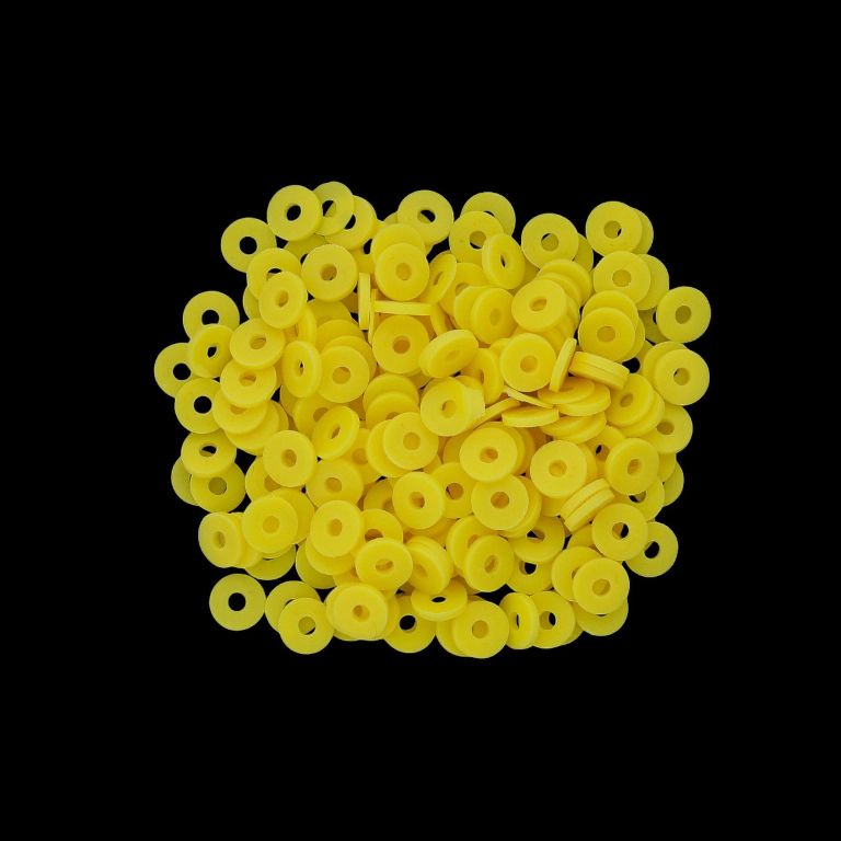 POLYMER CLAY FIMO BEADS - WASHER 01 - 6mm - YELLOW 004 - PACKAGE 500g (15 000pcs.) Hole-2.0mm