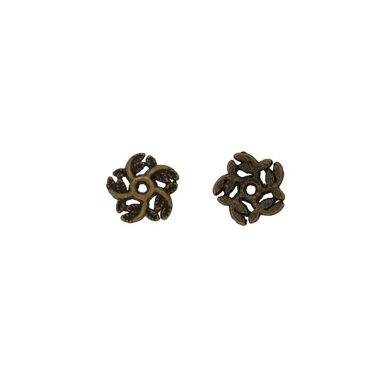 METAL BEADS - HAT - FLOWER 20 - 11x1.8mm ANTIQUE BRONZE - 20pcs. Hole-1.6mm