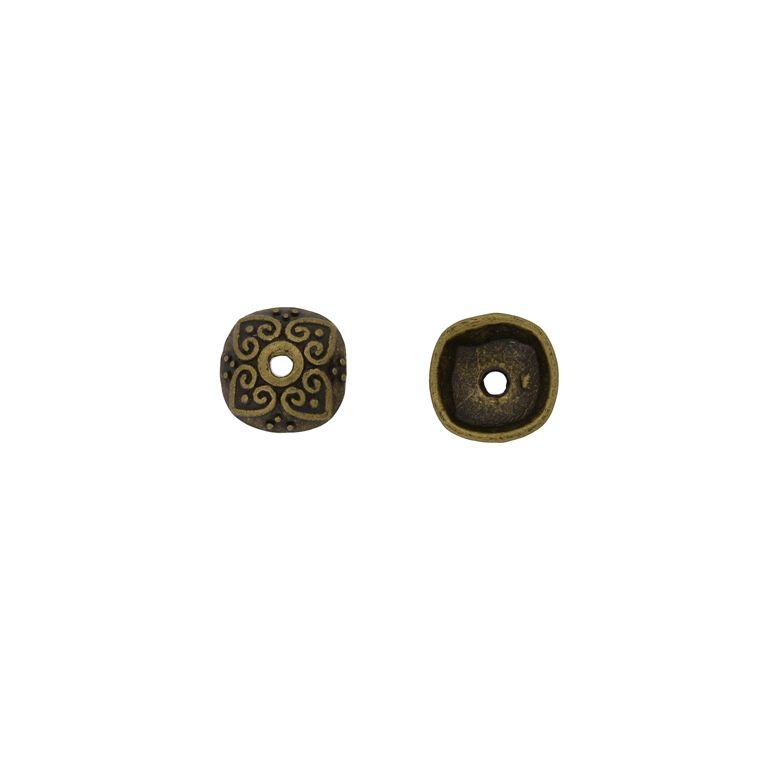 METAL BEADS - HAT - HEARTS 01 - 10x1.2mm ANTIQUE BRONZE - 20pcs. Hole-1.6mm