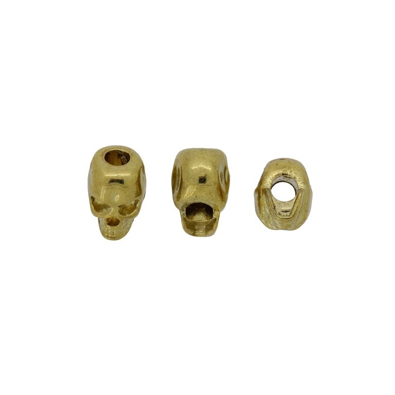 METAL BEADS - SKULL 03 - 12x8x10mm GOLD - 4pcs. Hole-3.5mm