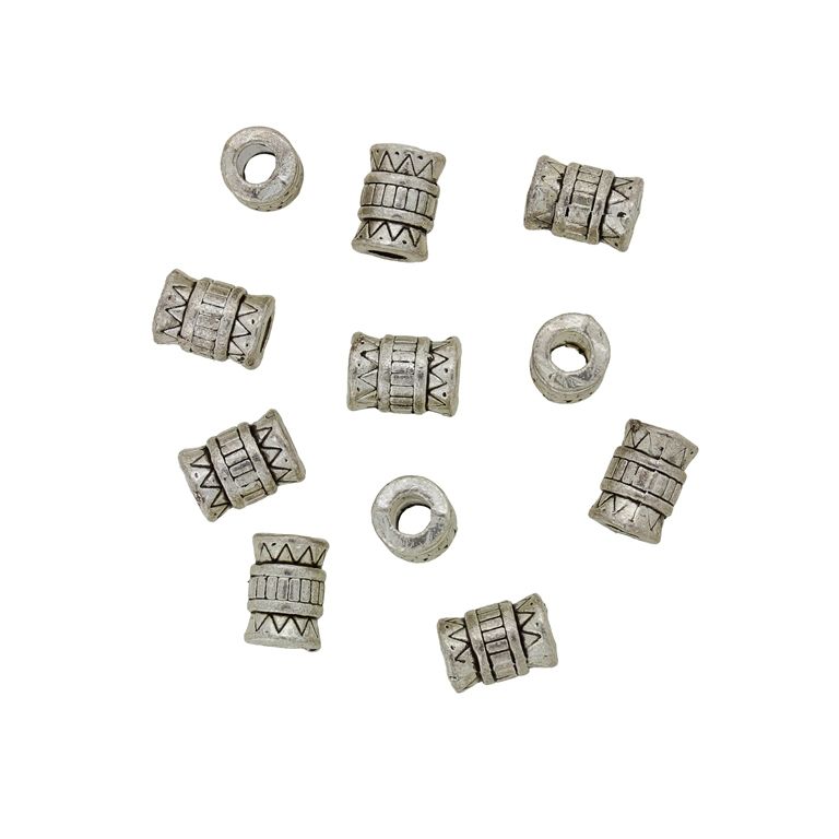 METAL BEADS - CYLINDER 10 ELEMENTS - 8x5mm NICKEL - 15pcs. Hole-2.5mm