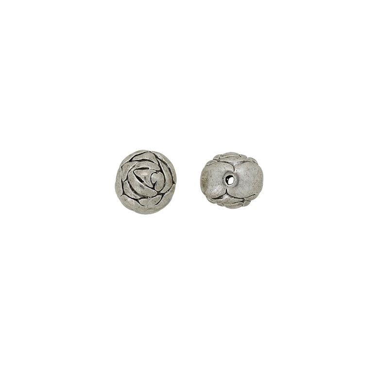 METAL BEADS - BALL ROSE 01 - 9mm NICKEL - 4pcs. Hole-1.0mm