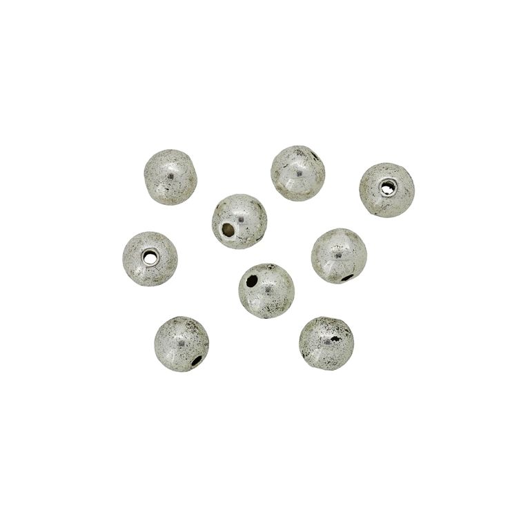 METAL BEADS - BALL - 8x5mm NICKEL - 15pcs. Hole-1.2mm