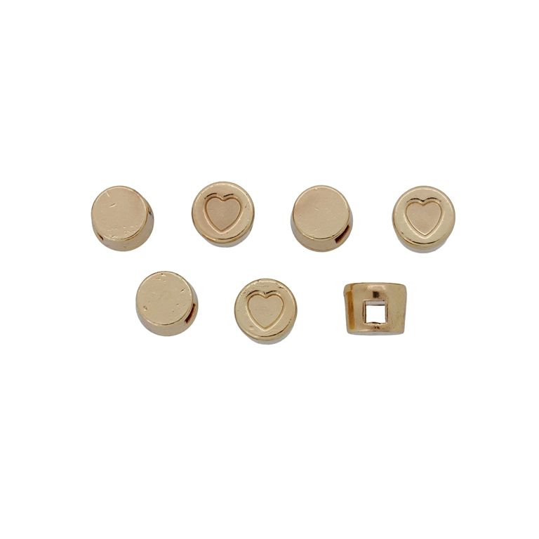 METAL BEADS - HEART 44 - 6x5mm GOLD (DARK) - PACKAGE 100pcs. Hole-2.0mm