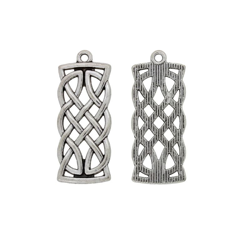 METAL BEADS - PENDANT - CELTIC KNOT 03 - 13x33x1.5mm NICKEL - PACKAGE 40pcs. Hole-1.6mm