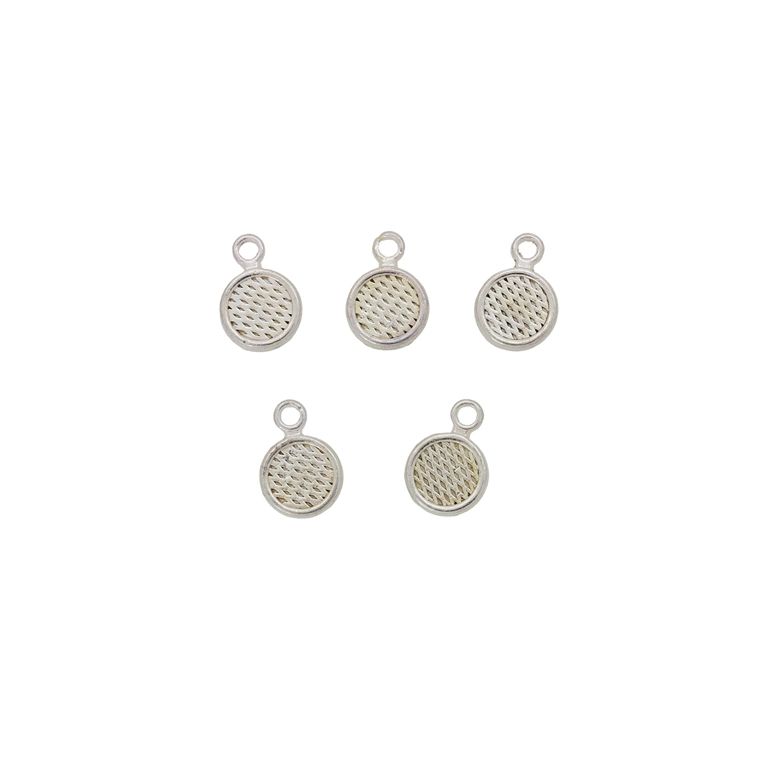 METAL BEADS - PENDANT - CIRCLE 36 - 6x9x1mm SILVER - 30pcs. Hole-1.0mm