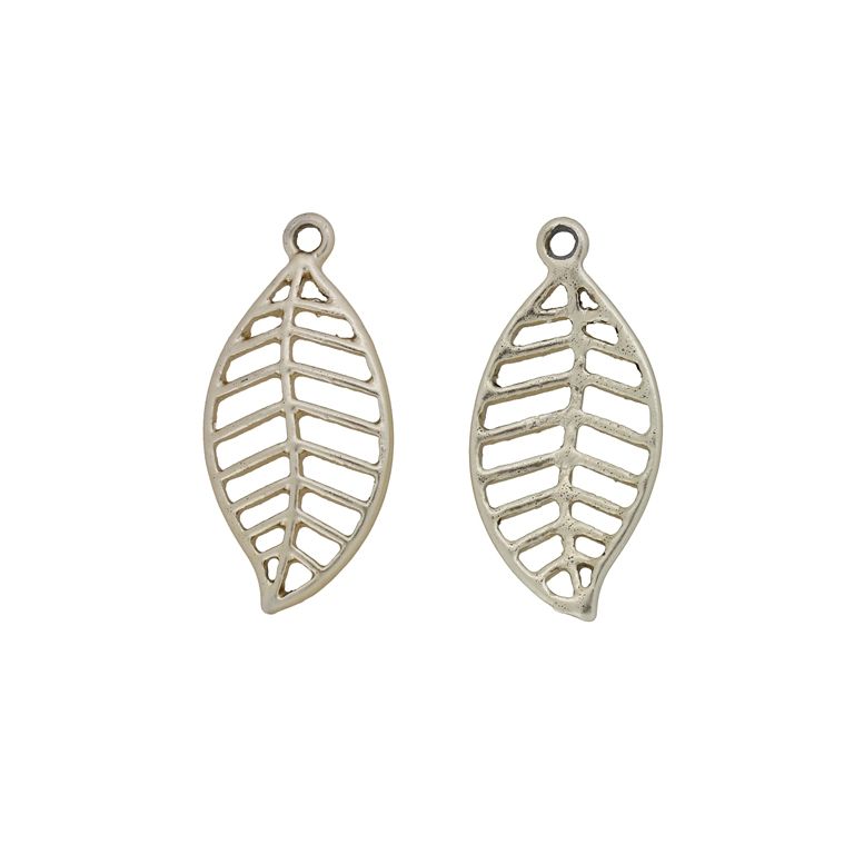 METAL BEADS - PENDANT - LEAF 11 - 13x28x1.5mm GOLD (LIGHT) - 3pcs. Hole-1.6mm