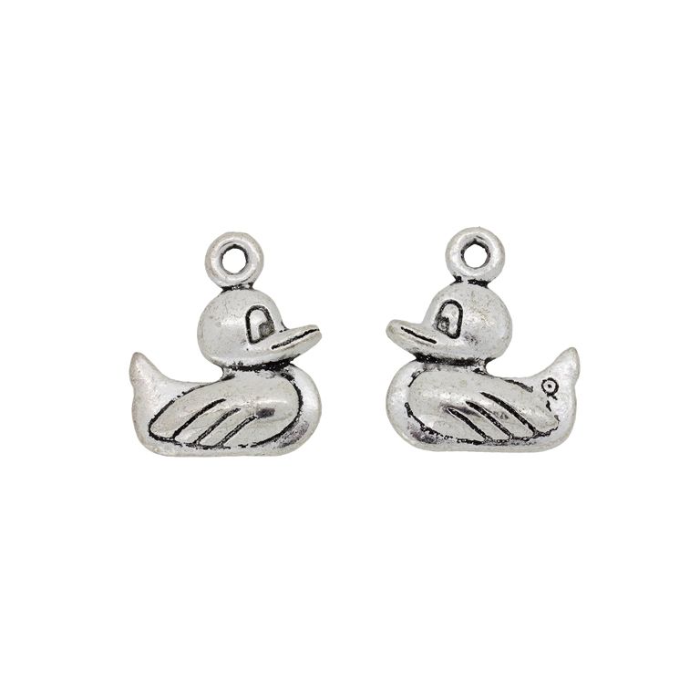 METAL BEADS - PENDANT - DUCK 01 - 16x19x4mm NICKEL - 4pcs. Hole-1.8mm