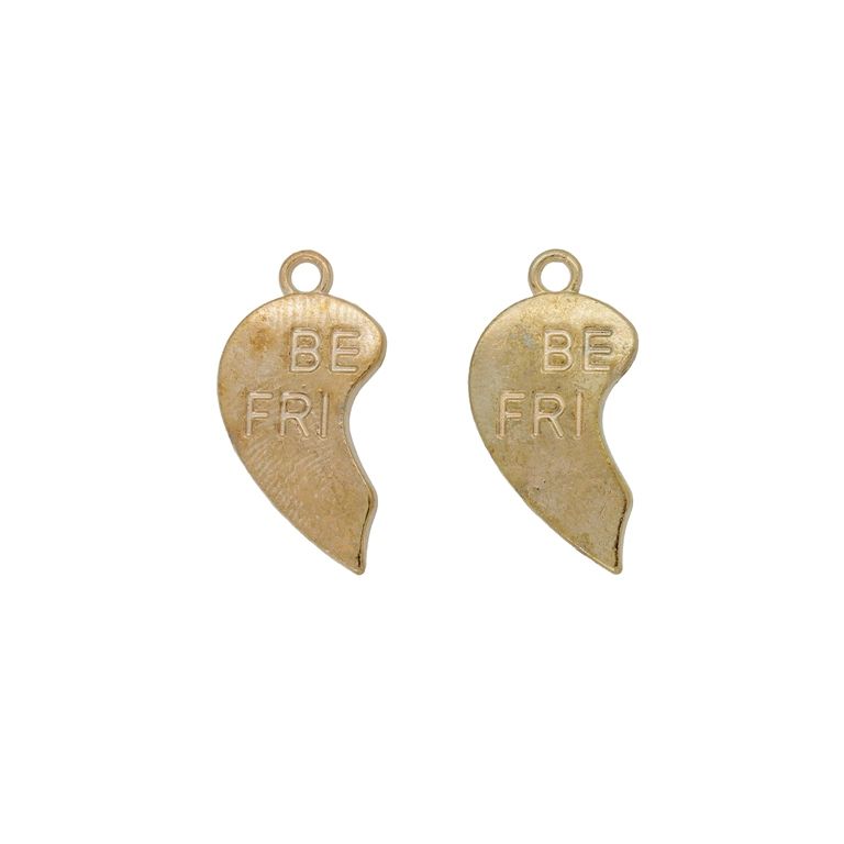 METAL BEADS - PENDANT - HALFHEART BEST FRIENDS 01 - 12x23x1.5mm GOLD - SECOND-RATE - PACKAGE 80pcs. Hole-1.8mm