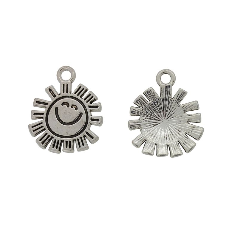 МЕТАЛНИ МЪНИСТА - ВИСУЛКА - СЛЪНЦЕ 02 - 19х23х2мм НИКЕЛ - 4 бр. Отвор-2.4мм