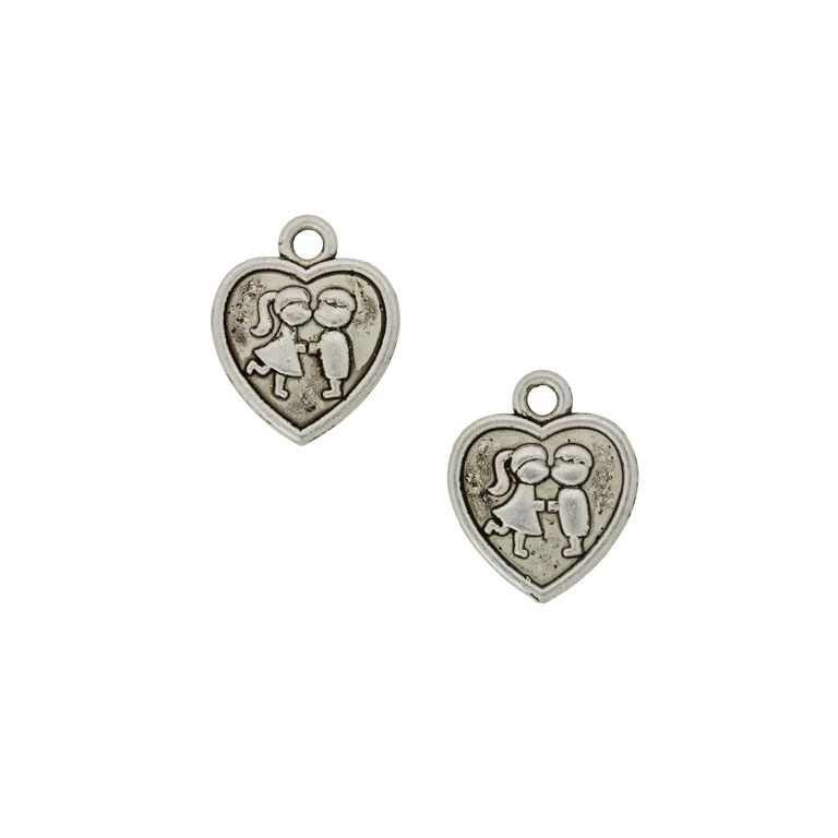 МЕТАЛНИ МЪНИСТА - ВИСУЛКА - СЪРЦЕ 38 ДВОЙКА - 13х16х2мм НИКЕЛ - 8 бр. Отвор-2.0мм