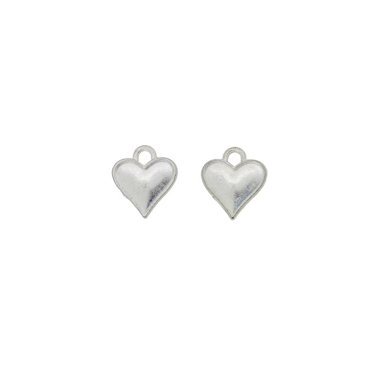 METAL BEADS - PENDANT - HEART 41 - 10x12x1mm SILVER - 20pcs. Hole-1.8mm